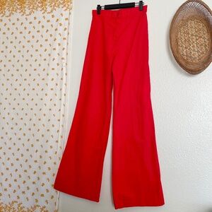 Vintage Red Bell Bottom Pants High Rise 70s Flare Disco